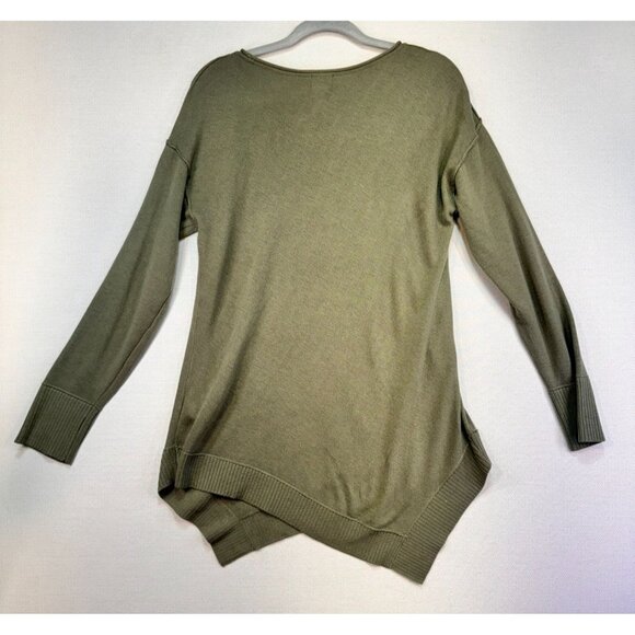 Chicos Womens Asymmetrical Hem Knit Sweater Size 1 Olive Green - Picture 6 of 9